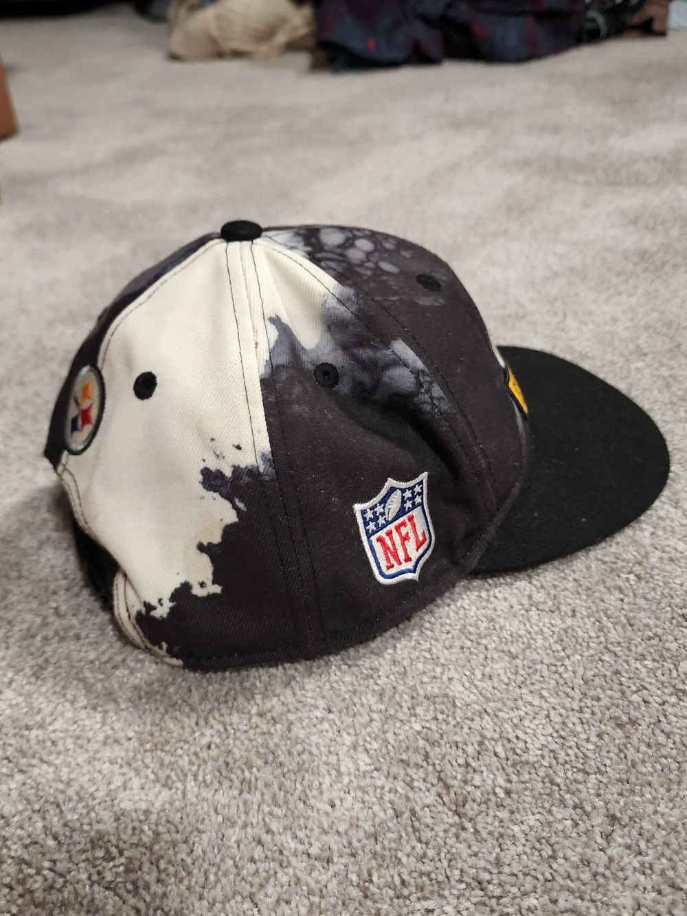 New Era Pittsburgh Steelers Black Snapback Hat with Yellow, Red & Blue Logo